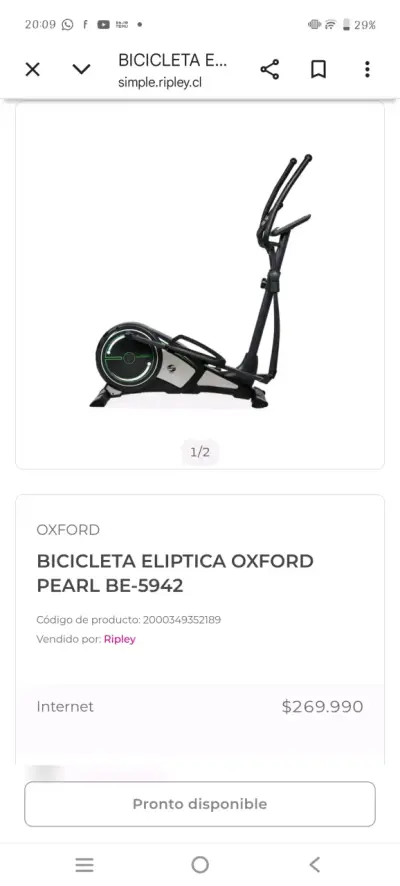 Bicicleta Elíptica Oxford Pearl BE-5942 en buen estado - miniatura 1