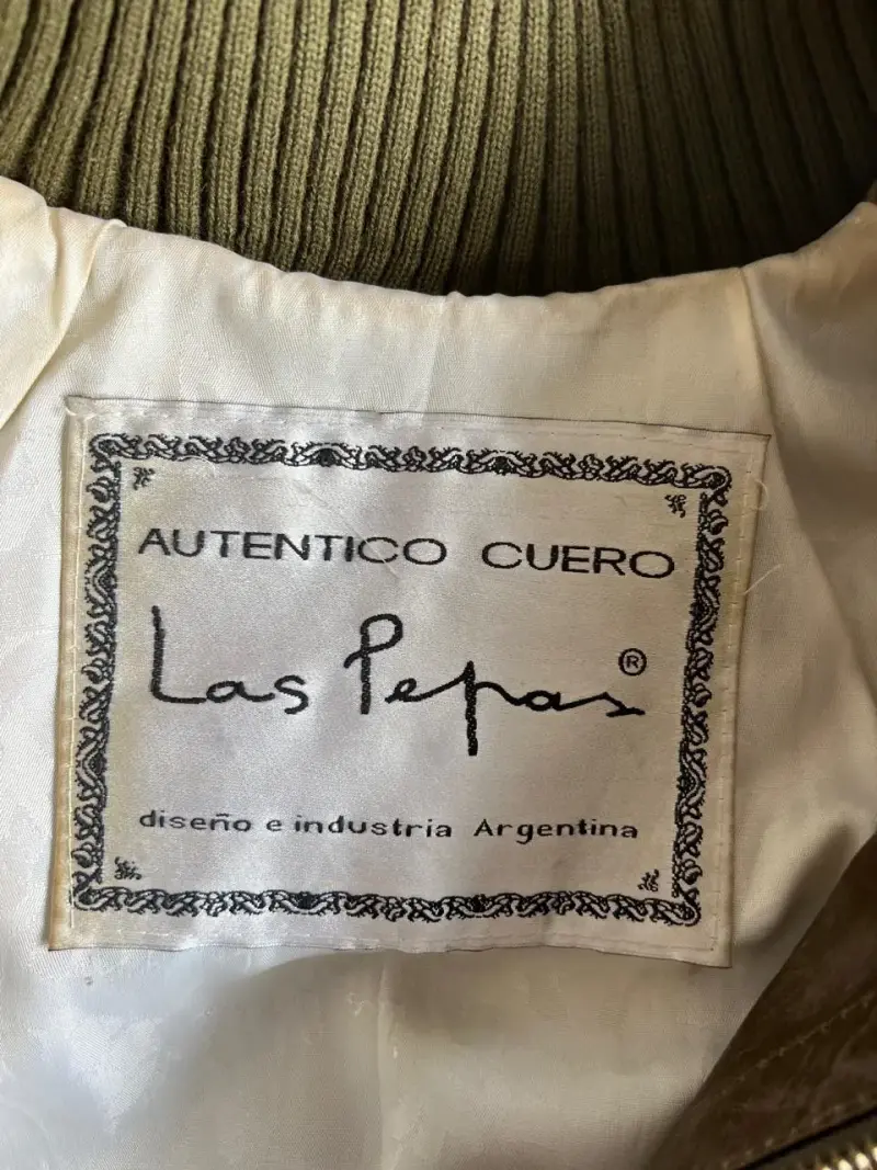 Chaqueta de cuero marrón con detalles en lana - 3
