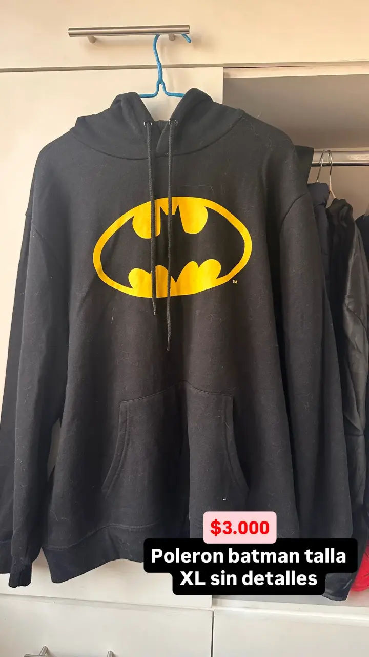 Polerón Batman negro talla XL