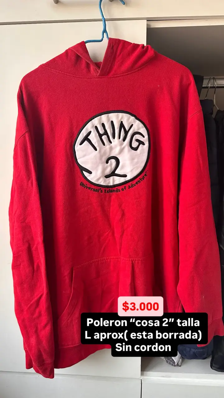 Polerón rojo Thing 2 sin cordón