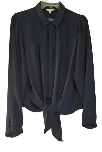 Blusa azul oscuro con lazo frontal - miniatura 1