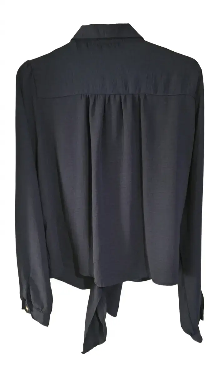 Blusa azul oscuro con lazo frontal - 2