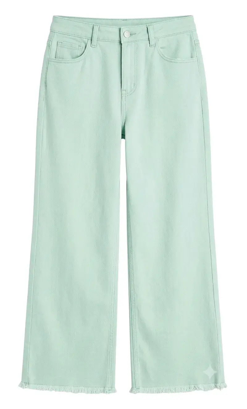 Jeans verdes de mezclilla con borde deshil - 2