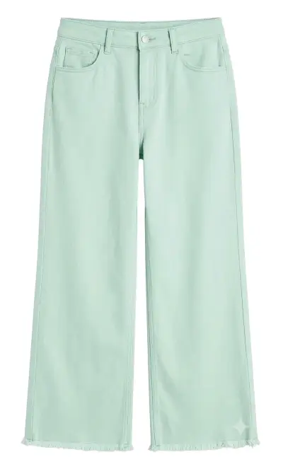 Jeans verdes de mezclilla con borde deshil - miniatura 2