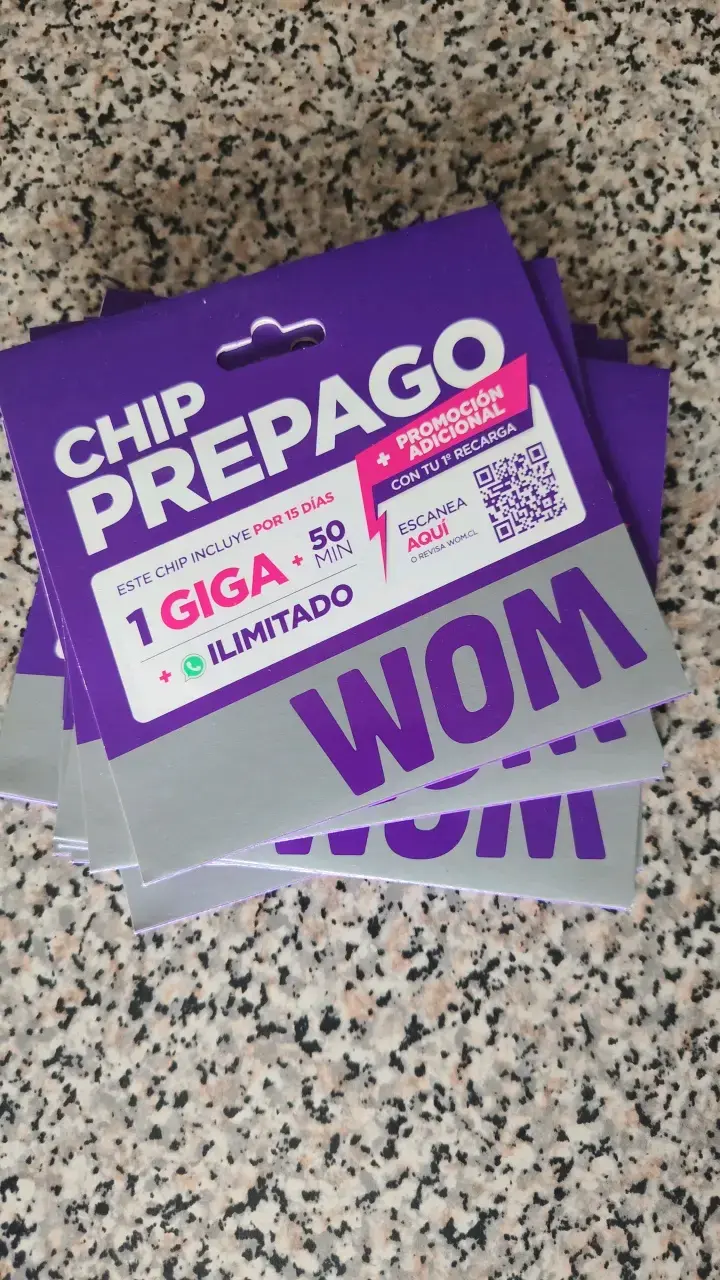 Chip prepago WOM 1GB y 50 minutos - 1