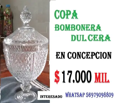 Copa bombonera de cristal decorativa - miniatura 1