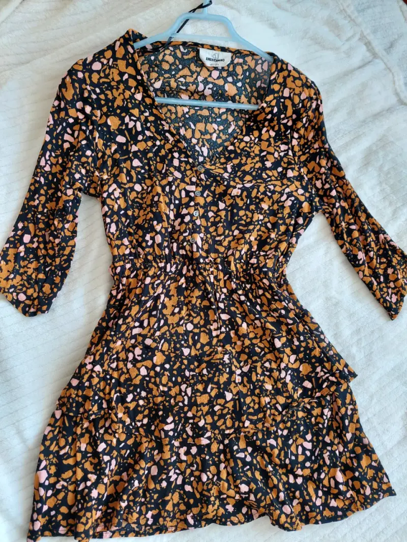 Vestido estampado Americano de manga larga - 3