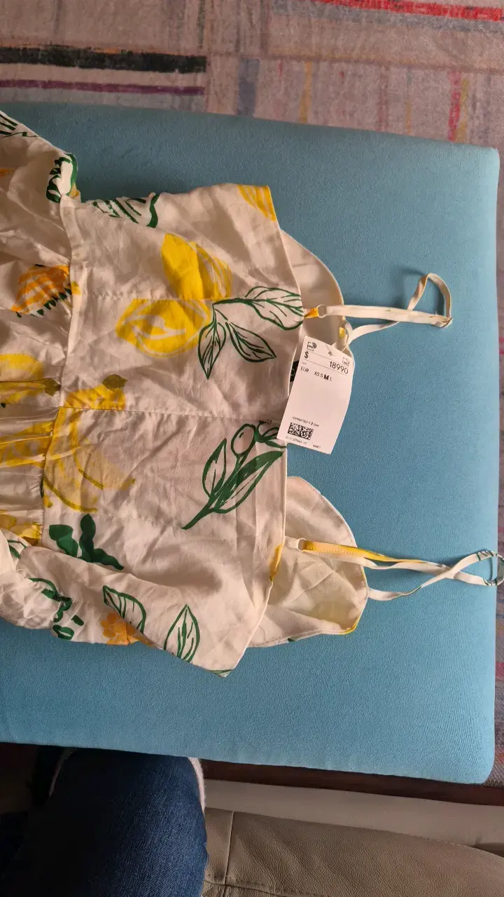 Vestido de verano estampado floral amarillo y verde - 4