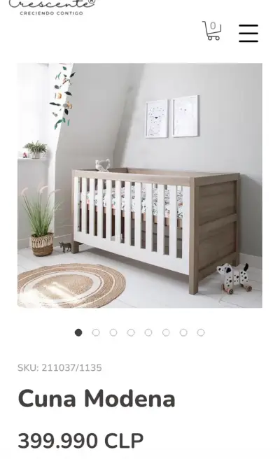 Cuna moderna Crescente en madera y blanco - miniatura 1