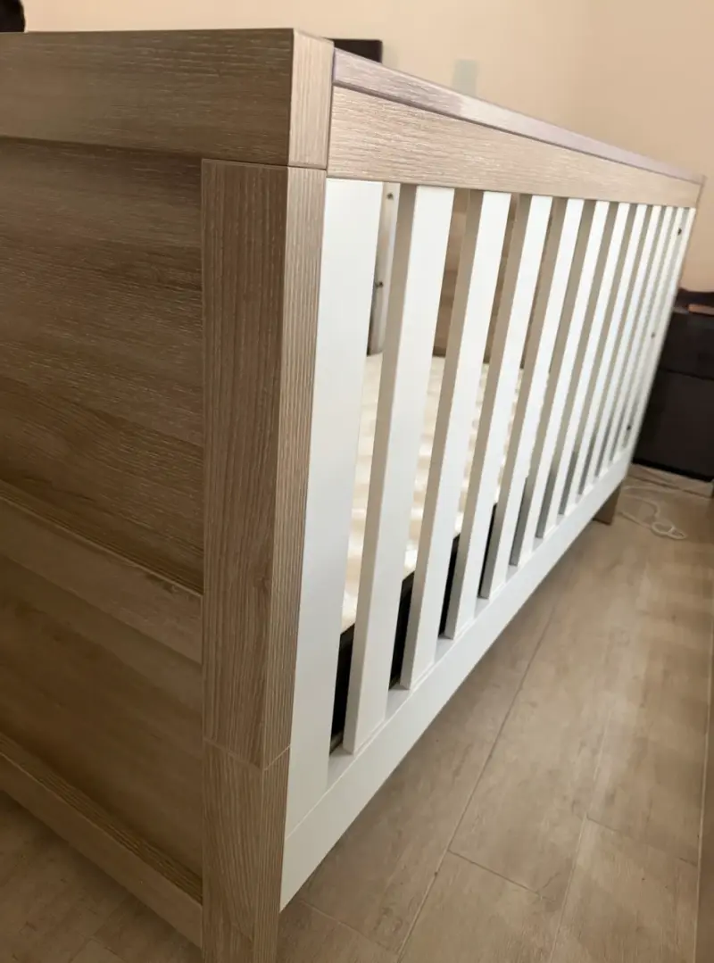 Cuna moderna Crescente en madera y blanco - 3