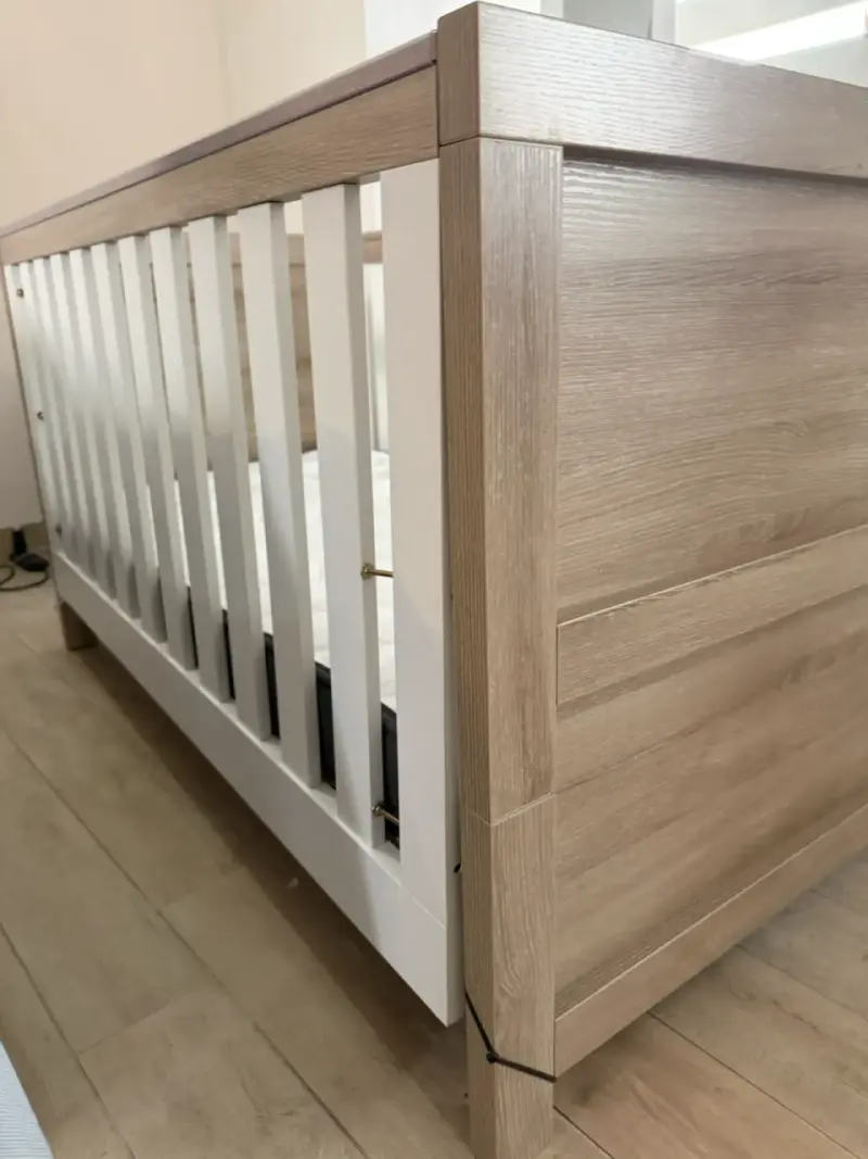 Cuna moderna Crescente en madera y blanco - 5