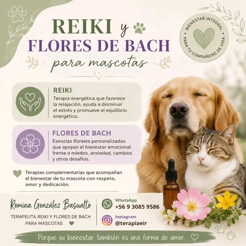 Terapia Reiki y Flores de Bach para Mascotas
