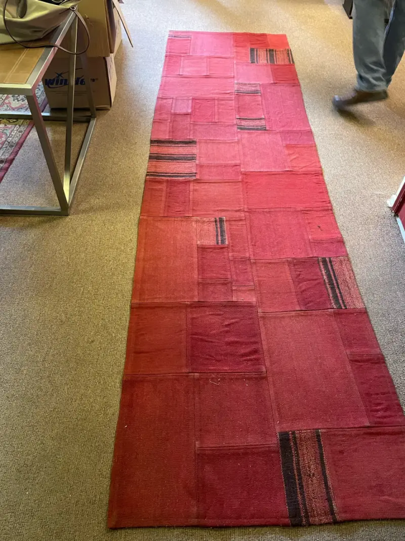 Alfombra pasillera roja estilo patchwork - 2