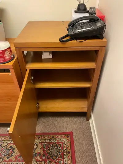 Mueble de madera con puerta y estantes - miniatura 2