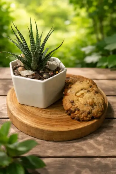 Suculenta en maceta decorativa con base de madera - miniatura 4