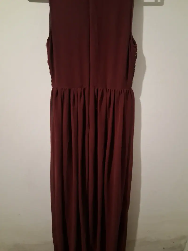 Vestido largo burdeo con lentejuelas - 6