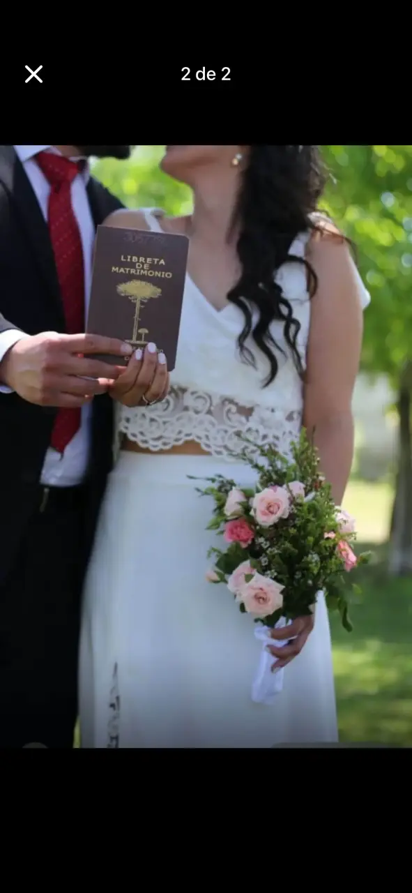 Vestido de Novia Blanco con Encaje dos piezas - 1