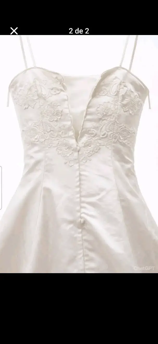 Vestido de novia blanco de satín y encaje - 2