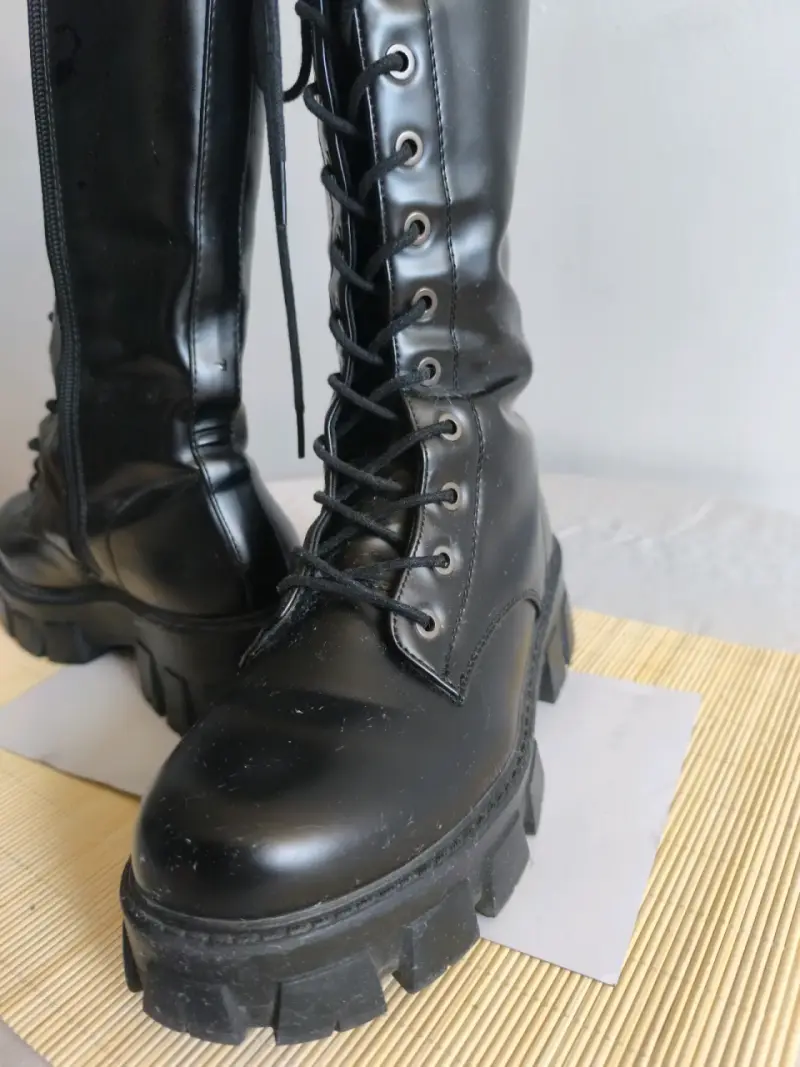 Botas de cuero negras con plataforma - 3