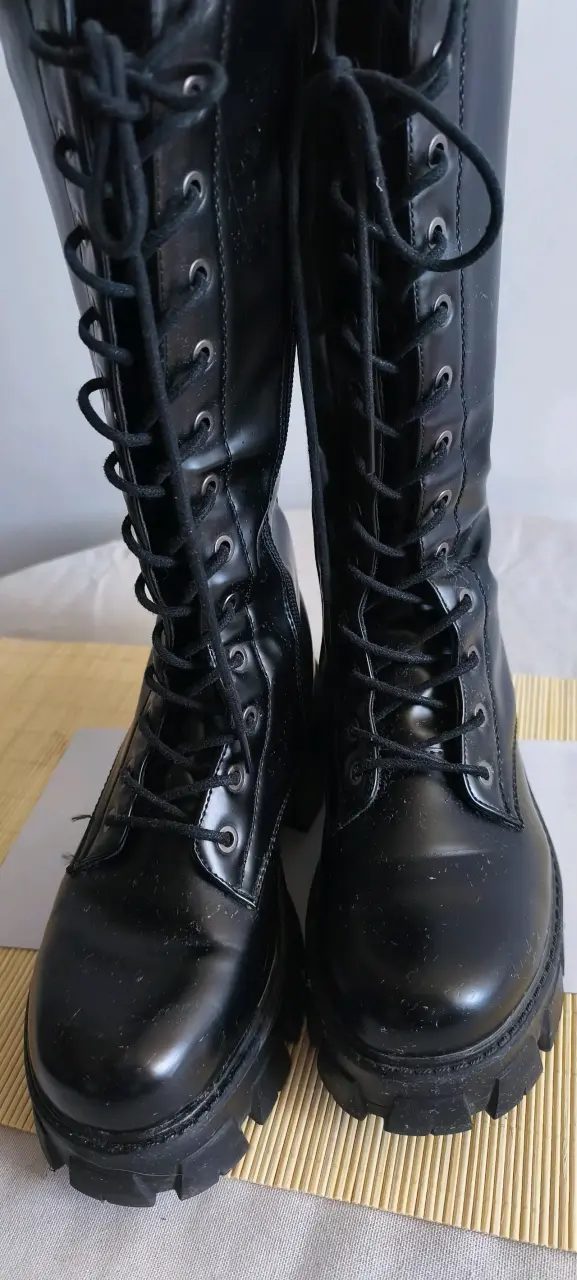 Botas de cuero negras con plataforma - 4