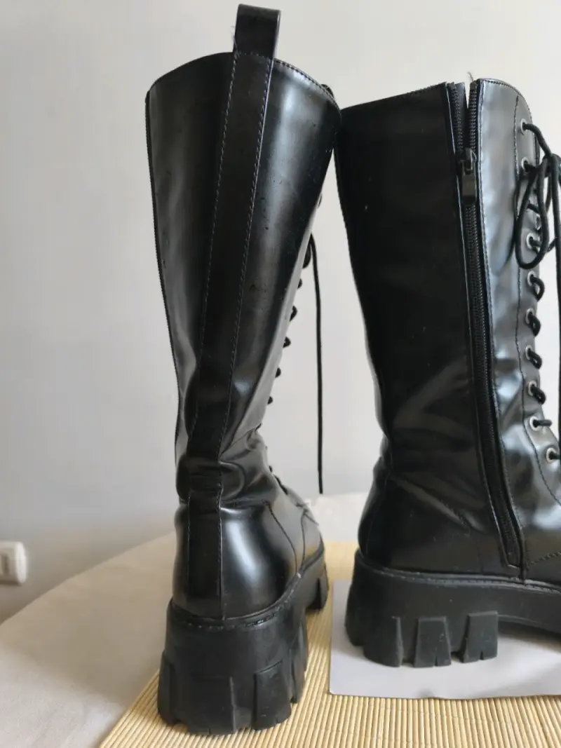 Botas de cuero negras con plataforma - 6