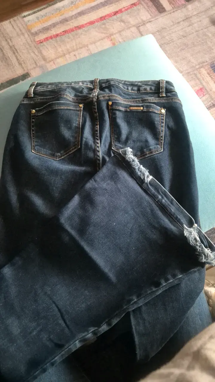 Jeans de mezclilla azul para mujer - 2