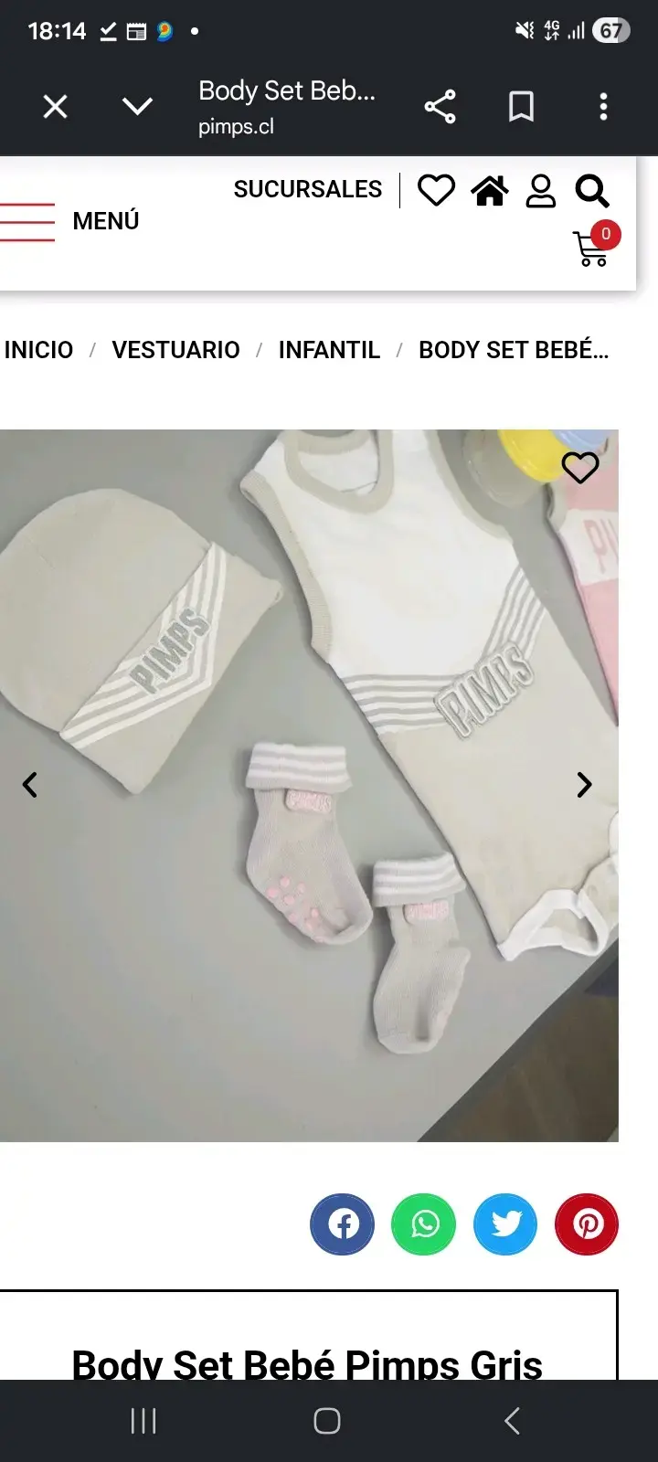 Set de Ropa para Bebé Pimps 3 Piezas Gris - 2