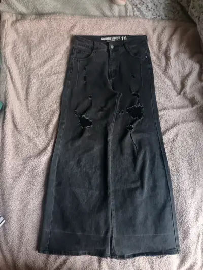 Jeans negros anchos desgastados - miniatura 1