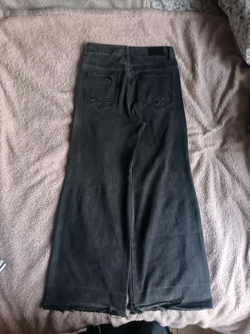 Jeans negros anchos desgastados - 2