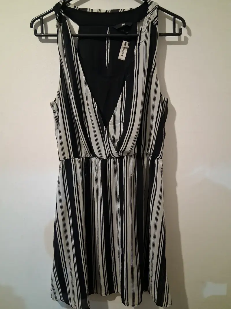 Vestido de rayas blanco y negro H&M - 1