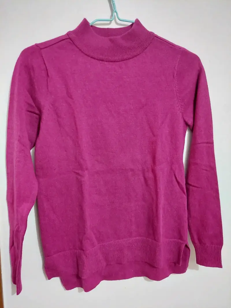 Suéter de cuello alto fucsia para mujer - 4