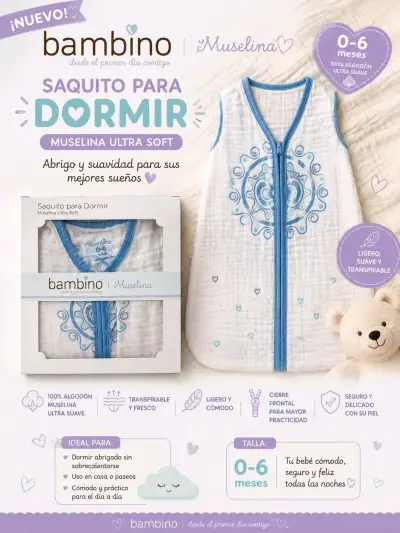Saquito para Dormir Bambino Muselina Ultra Soft - miniatura 1