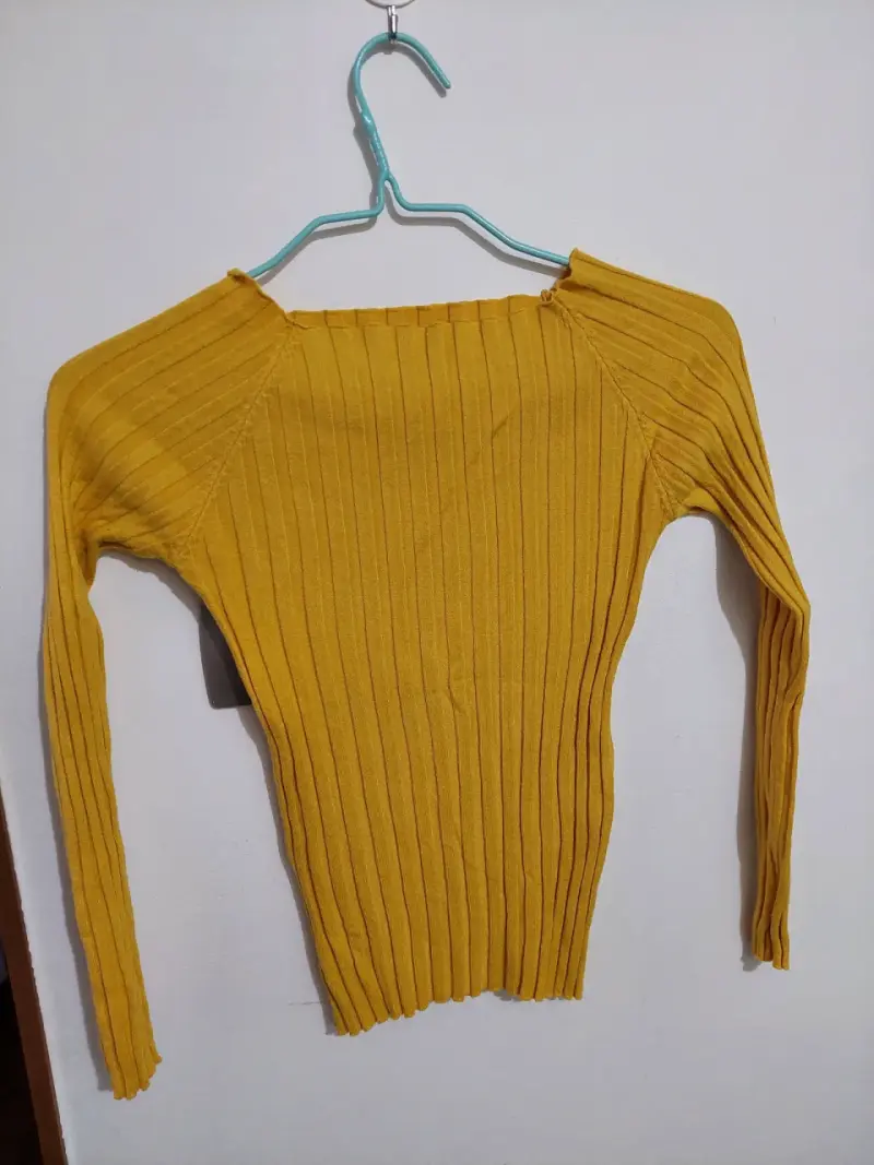 Suéter de punto amarillo mostaza para mujer - 2