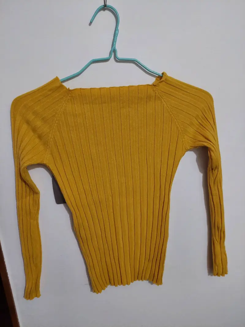 Suéter de punto amarillo mostaza para mujer - 3