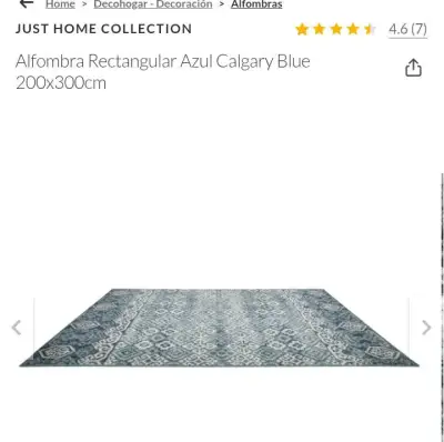 Alfombra rectangular azul Calgary 200x300 cm - miniatura 4