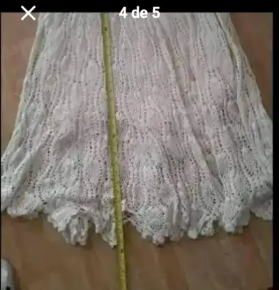 Falda larga de encaje color crudo elegante - miniatura 3