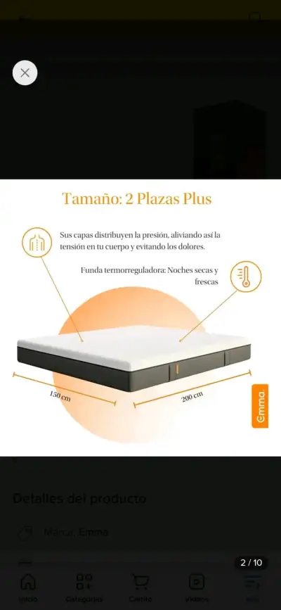 Colchón Emma 2 Plazas Plus con Funda Termorreguladora - miniatura 1