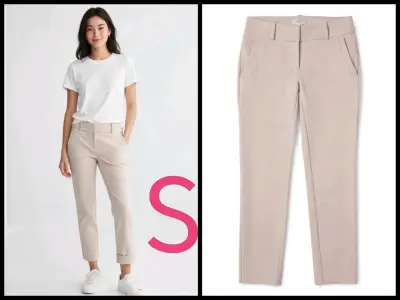 Pantalones de vestir para mujer en beige - miniatura 1