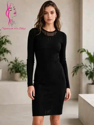 Vestido ajustado de punto para mujer - miniatura 1