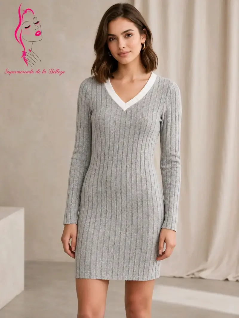 Vestido ajustado de punto para mujer - 4