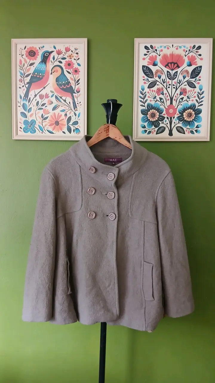 Abrigo gris de lana para mujer MAE - 1