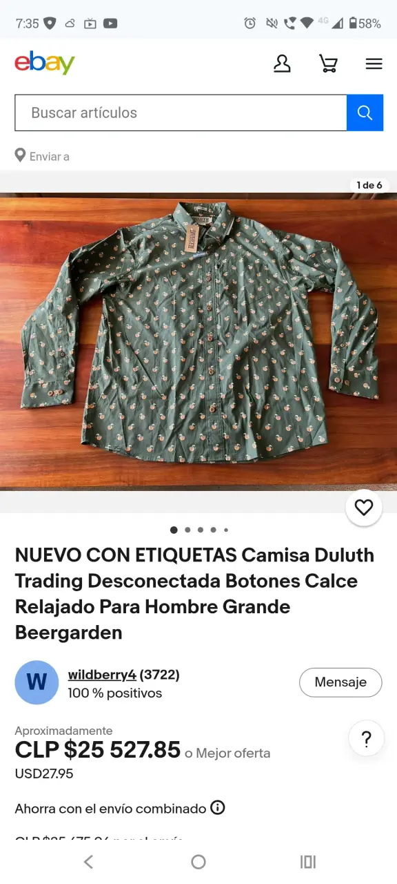 Camisa Verde Duluth Trading estampado cocktail - 6