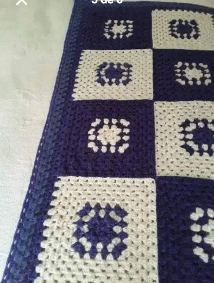 Pecera de 2 plazas tejido a crochet azul y blanco - 4