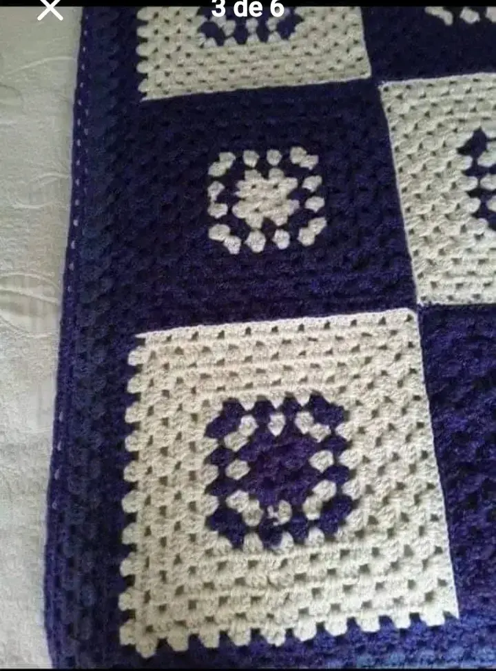 Pecera de 2 plazas tejido a crochet azul y blanco - 5