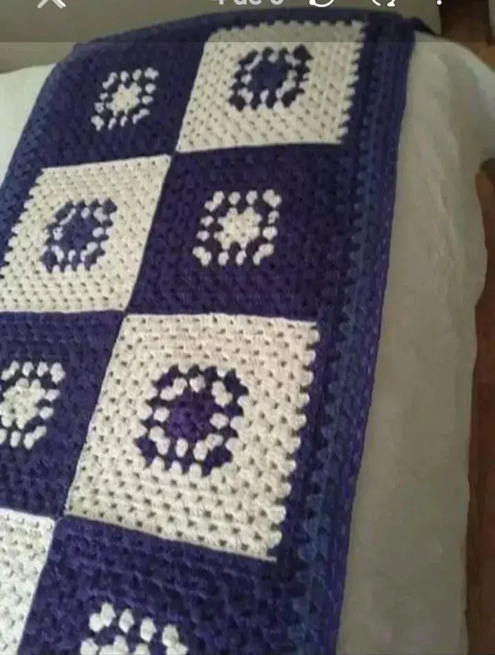 Pecera de 2 plazas tejido a crochet azul y blanco - 6