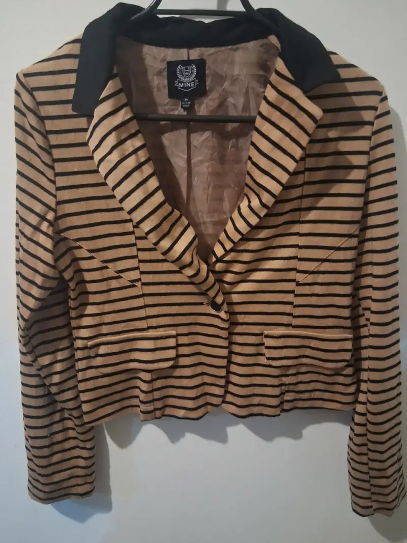 Blazer de rayas beige y negro - 2
