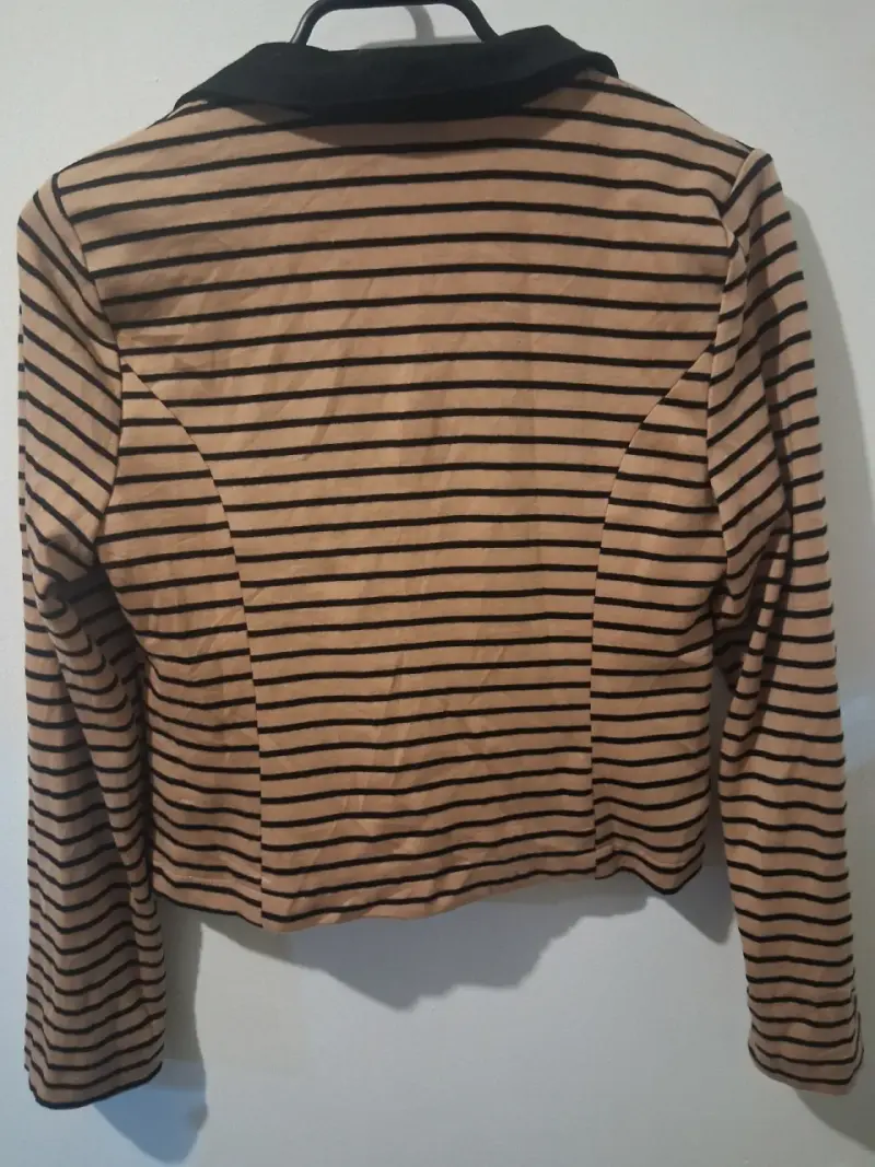 Blazer de rayas beige y negro - 5