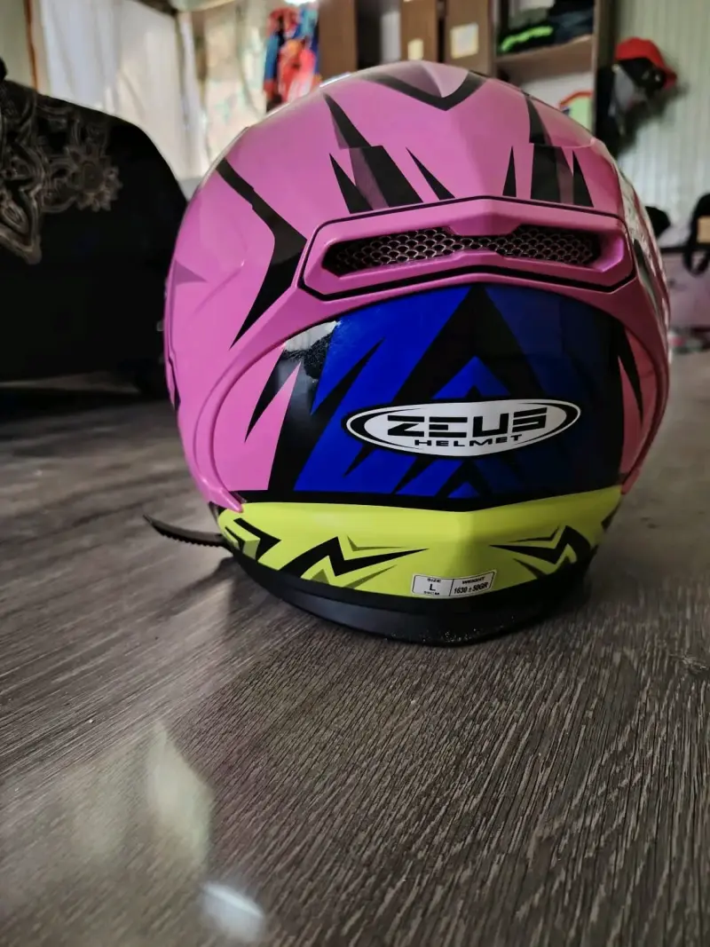 Casco de moto Zeus rosa con diseño gráfico - 5
