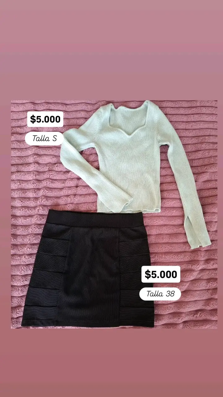 Conjunto de suéter verde y falda negra - 3