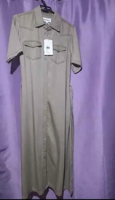 Vestido camisero beige para mujer - miniatura 1
